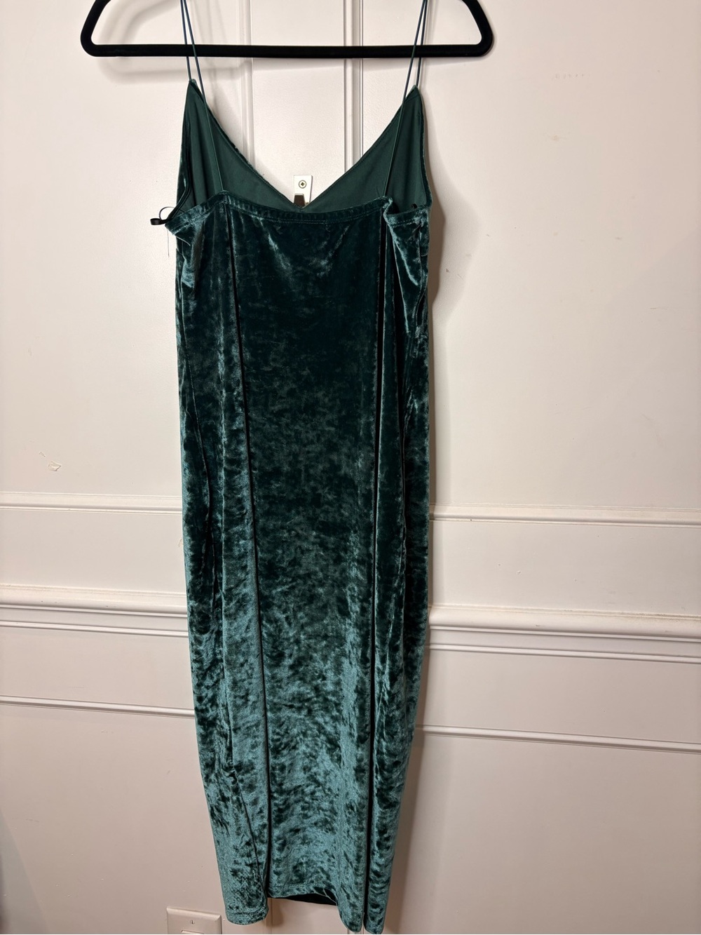 Velvet Slip Midi Dress - Deep Teal Green - Picture 5 of 12